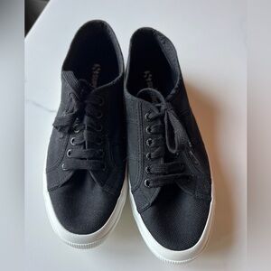 Superga Black Canvas Sneakers with White Trim Size 9.5, EU41